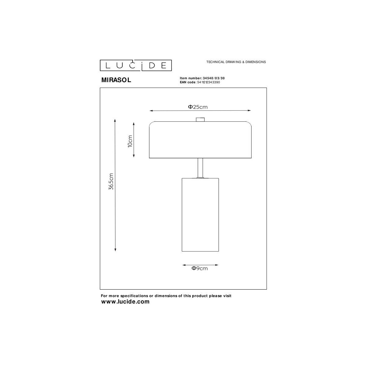 Lucide 34540/03/30 MIRASOL - Lampa stołowa - 25 cm - 3xG9 - Czarna