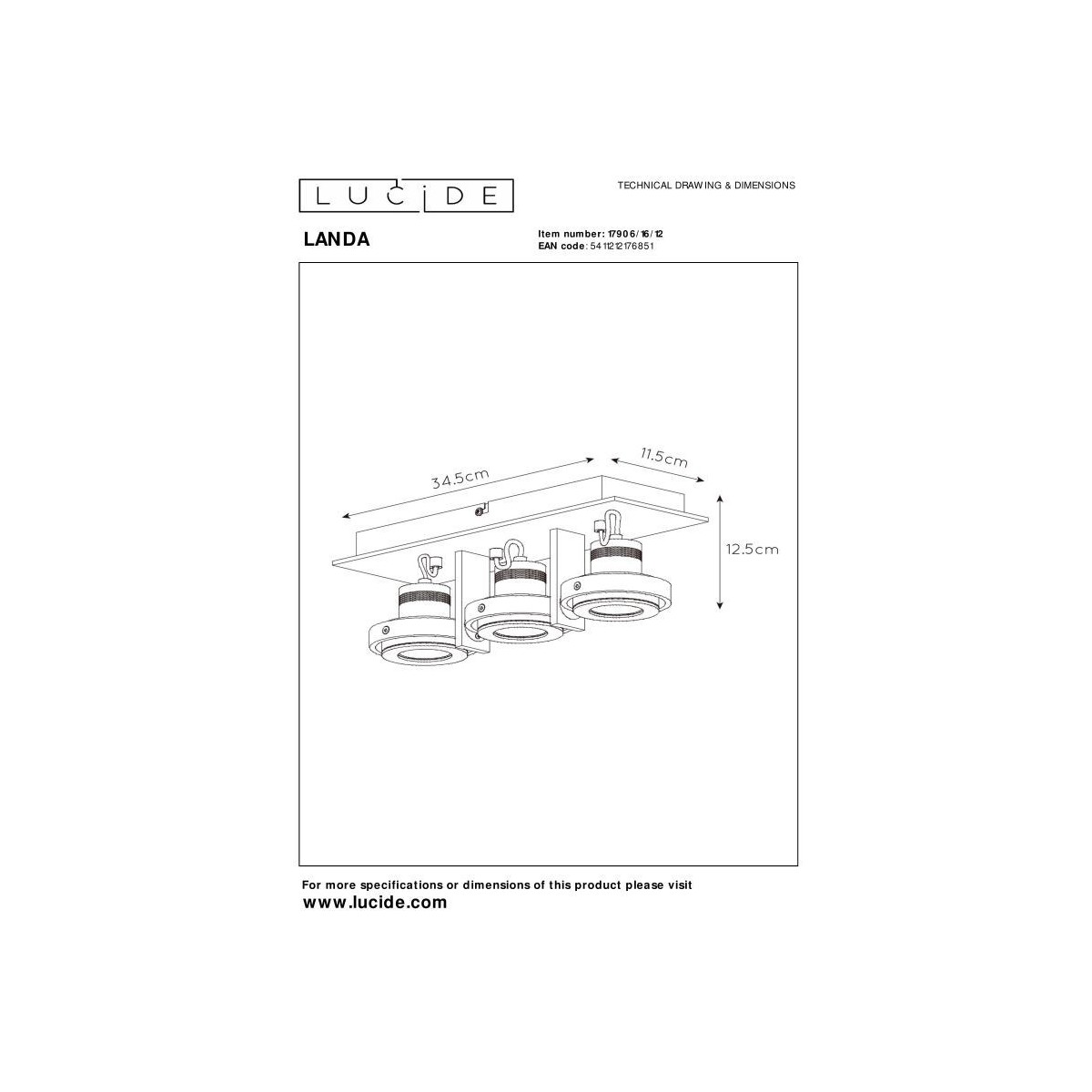 Lucide LANDA II 17906/16/12