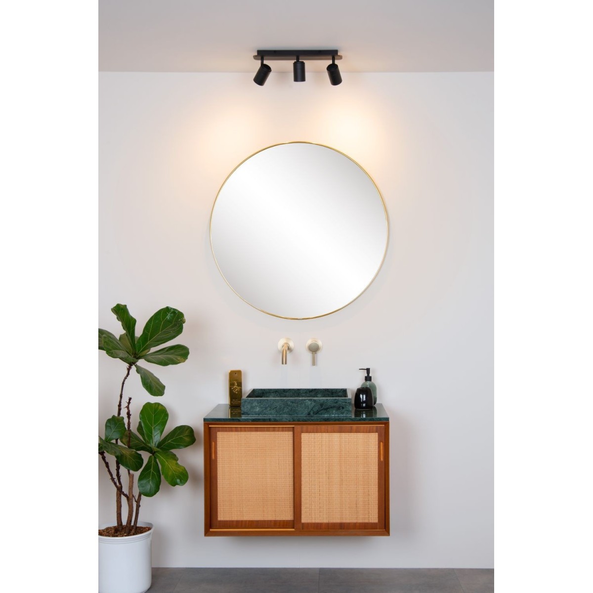 Lucide 26958/15/30 LENNERT - Reflektor sufitowy łazienkowy - LED ściemnialny - GU10 - 3x5W 3000K - IP44 - czarny