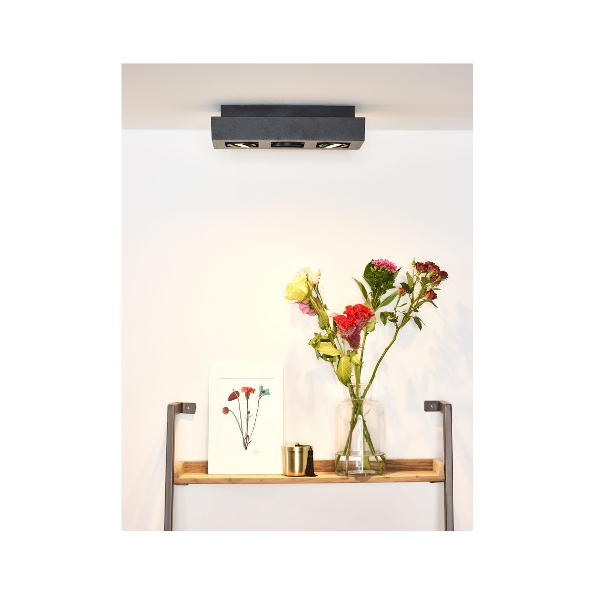 Lucide 09119/16/30 XIRAX - Reflektor sufitowy - LED Ściemnialny do ciepłego - GU10 - 3x5W 2200K-3000K - Czarny