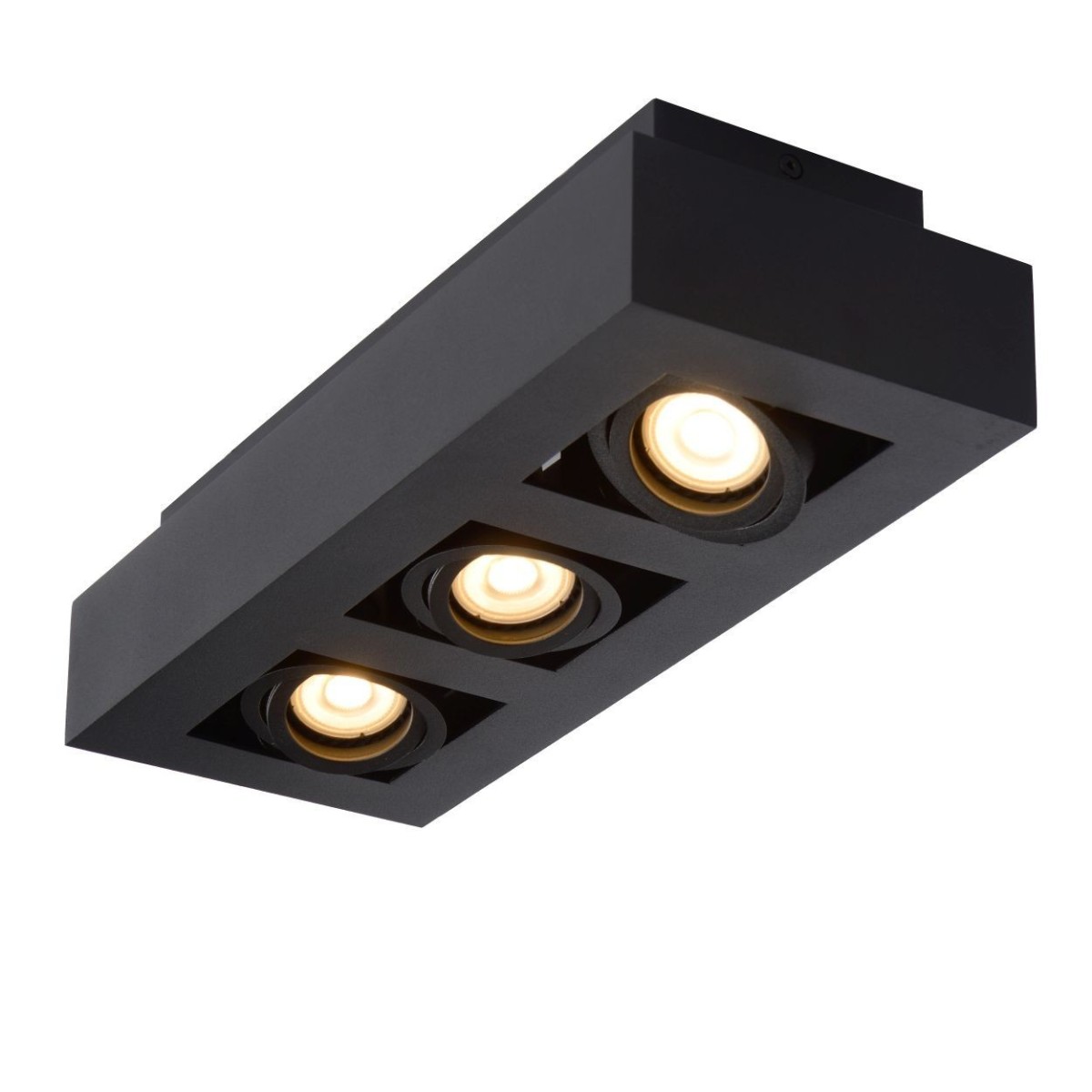 Lucide 09119/16/30 XIRAX - Reflektor sufitowy - LED Ściemnialny do ciepłego - GU10 - 3x5W 2200K-3000K - Czarny