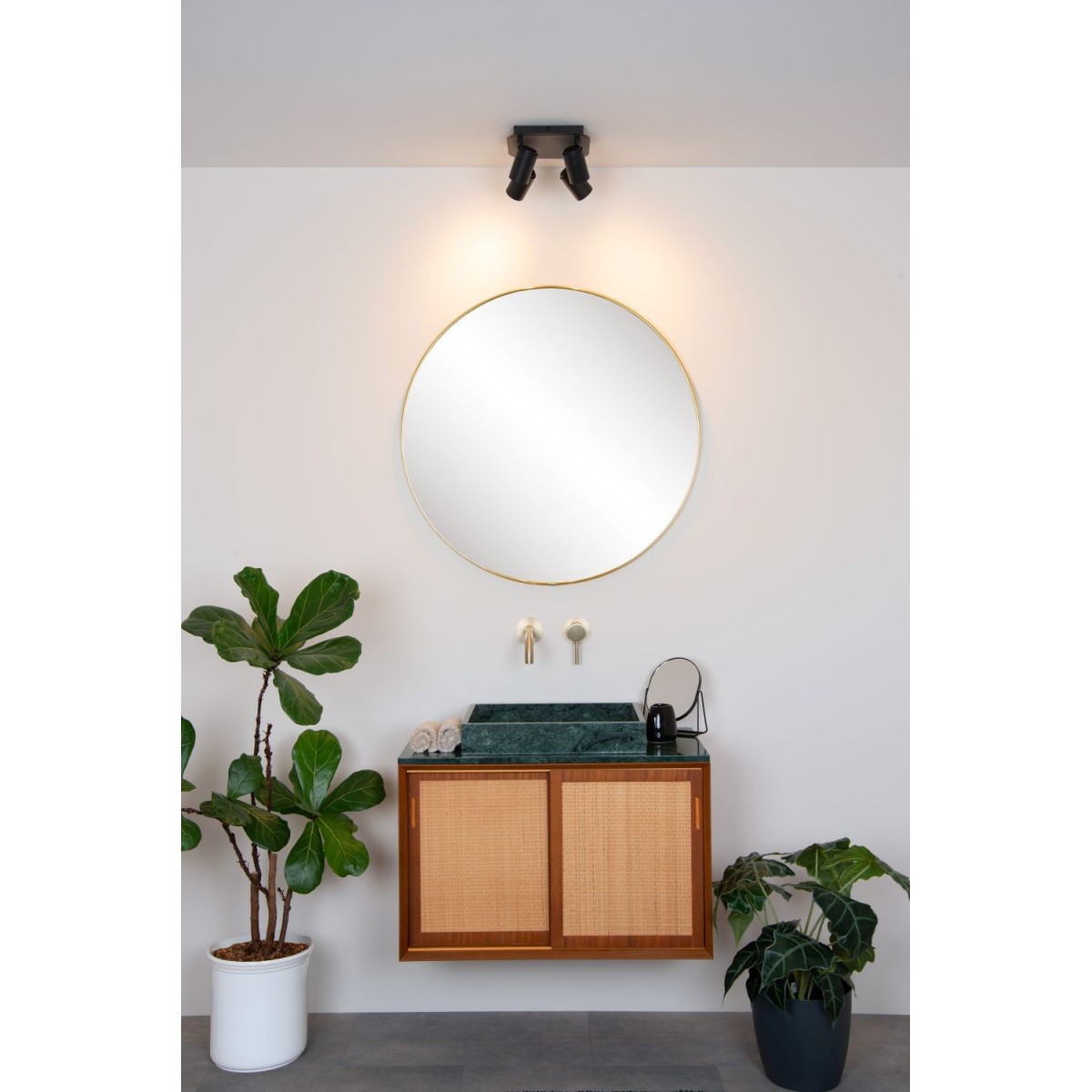 Lucide 26958/20/30 LENNERT - Reflektor sufitowy łazienkowy - LED ściemnialny - GU10 - 4x5W 3000K - IP44 - czarny