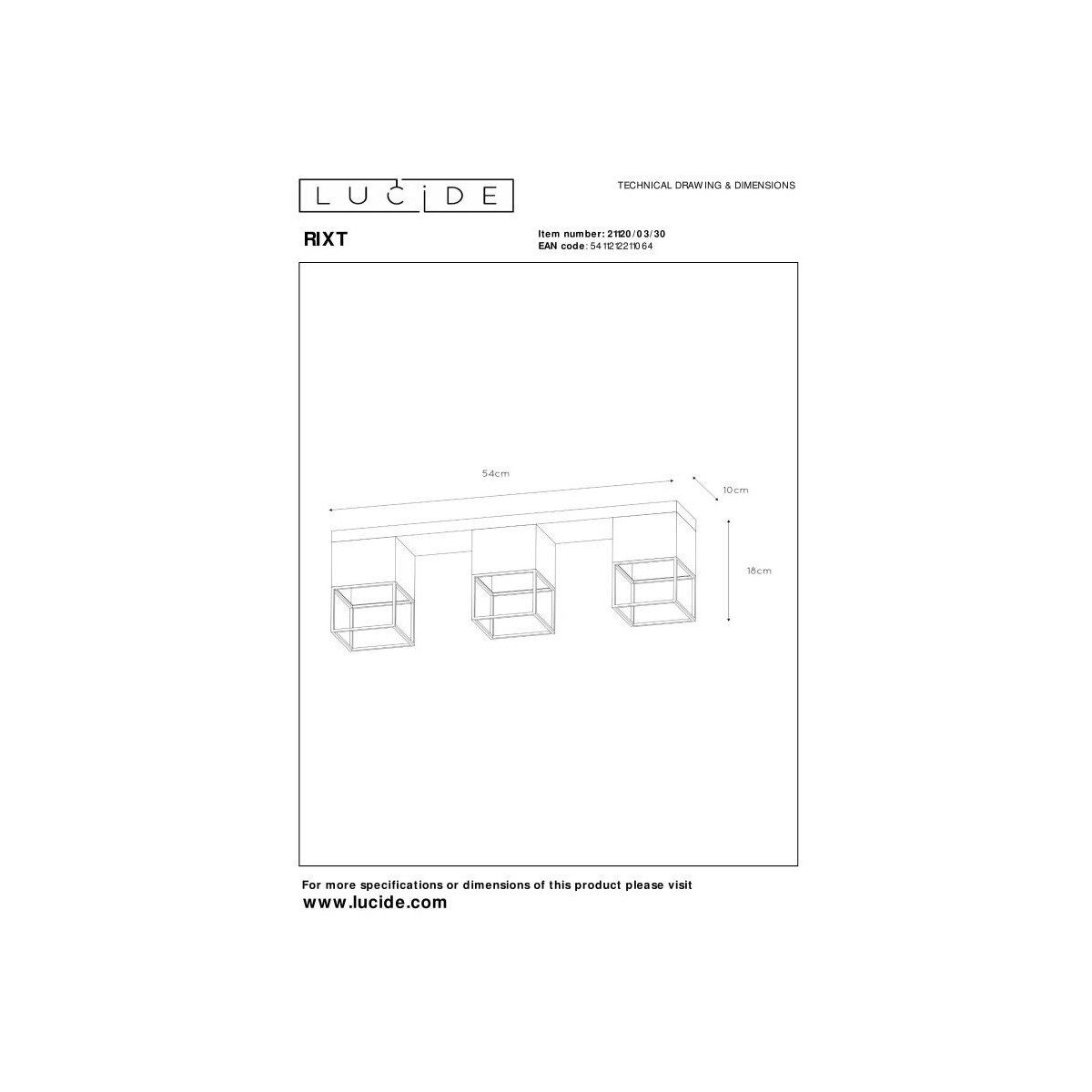 Lucide 21120/03/30 RIXT - Lampa sufitowa wpuszczana - 3xE27 - Czarna
