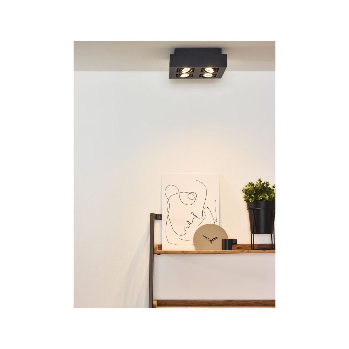 Lucide 09119/21/30 XIRAX - Reflektor sufitowy - LED Ściemnialny do ciepłego - GU10 - 4x5W 2200K-3000K - Czarny