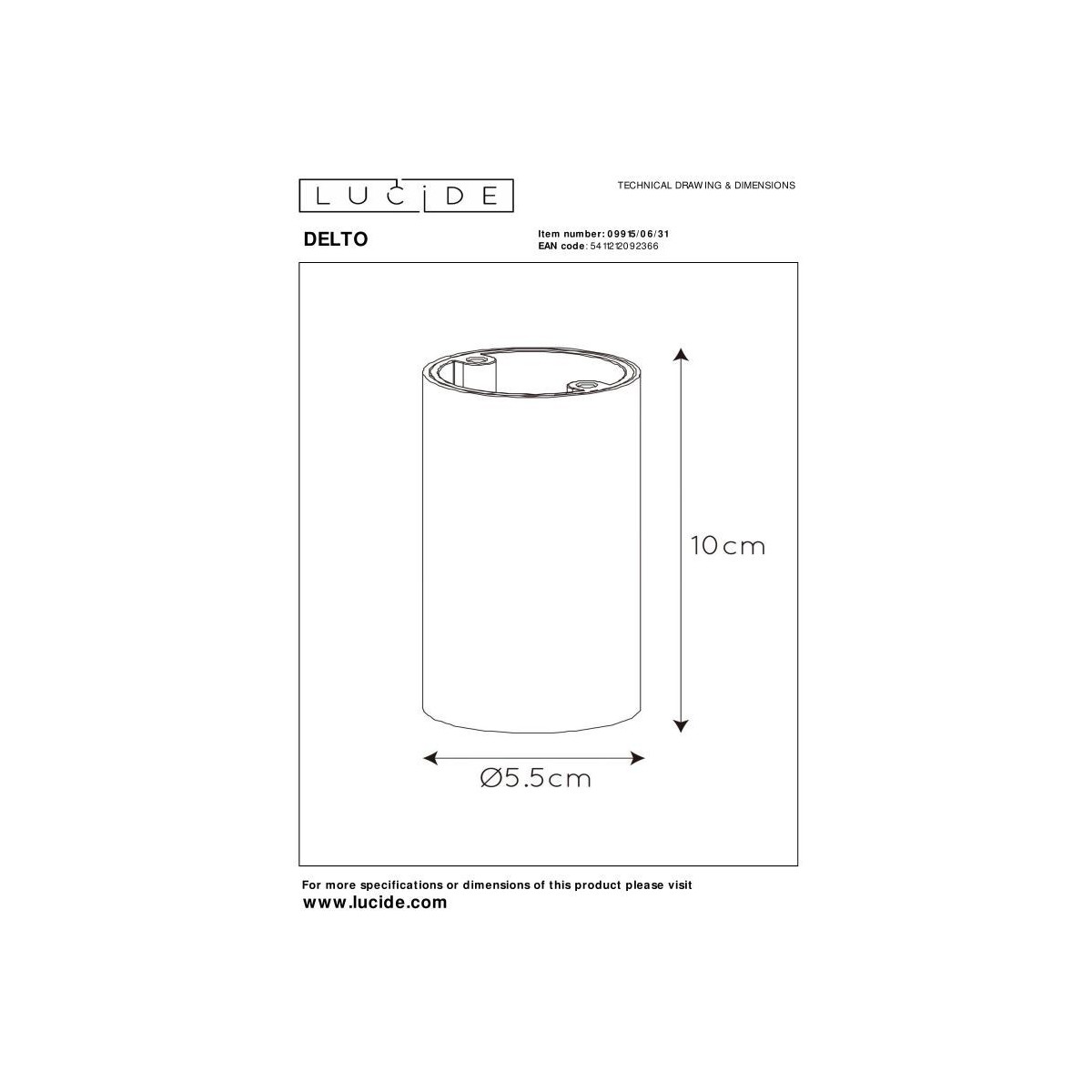 Lucide 09915/06/31 DELTO - Reflektor sufitowy - 5.5 cm - LED Ściemnialny do ciepłego - GU10 - 1x5W 2200K-3000K - Biały