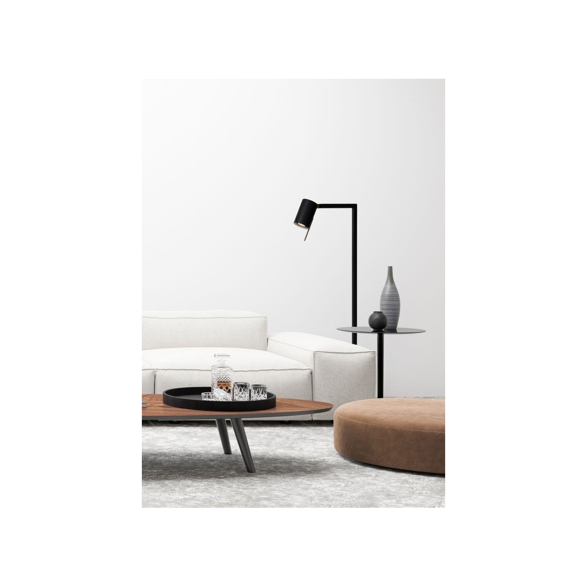 Lucide 03725/01/30 LESLEY - Lampa podłogowa do czytania - 1xGU10 - Czarna