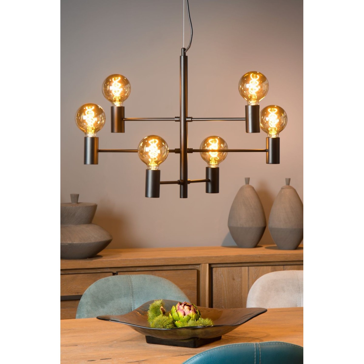 Lucide 21421/06/30 LEANNE - Lampa wisząca - 6xE27 - Czarna