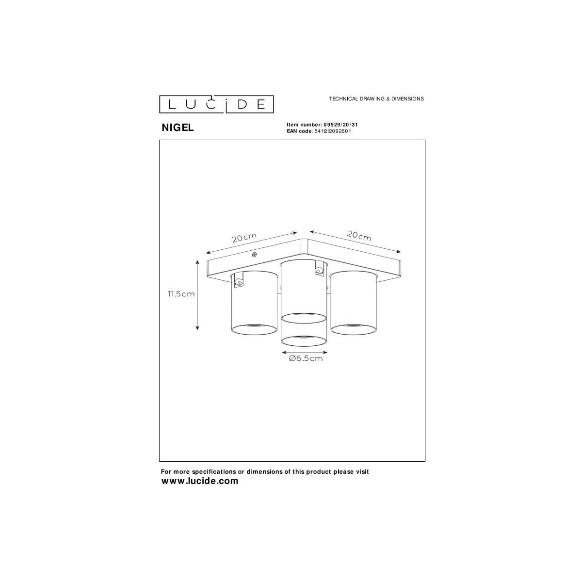 Lucide 09929/20/31 NIGEL - Reflektor sufitowy - LED Ściemnialny do ciepłego - GU10 - 4x5W 2200K-3000K - Biały