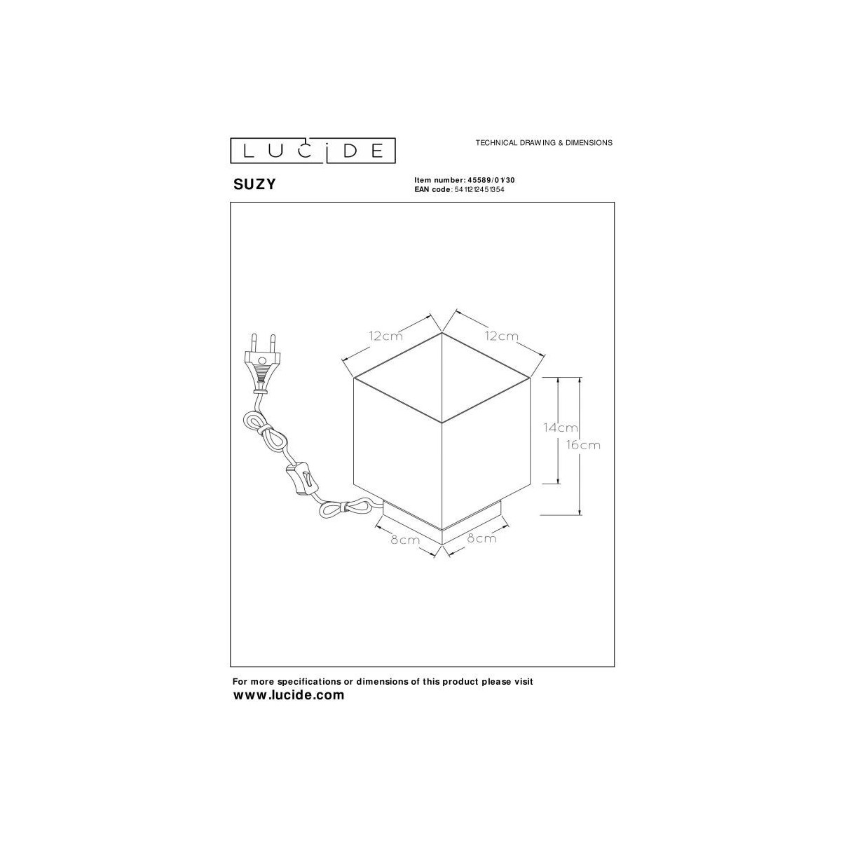 Lucide 45589/01/30 SUZY - Lampa stołowa - 1xE14 - Czarna