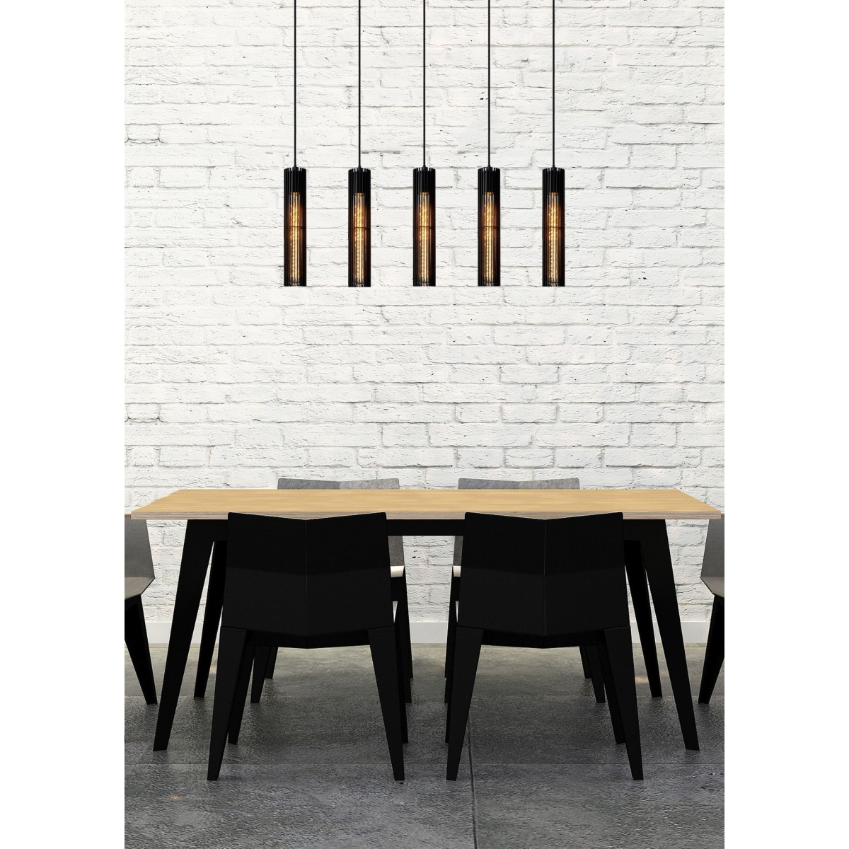 Lucide 73406/05/30 LIONEL - Lampa wisząca - 5xE27 - Czarna