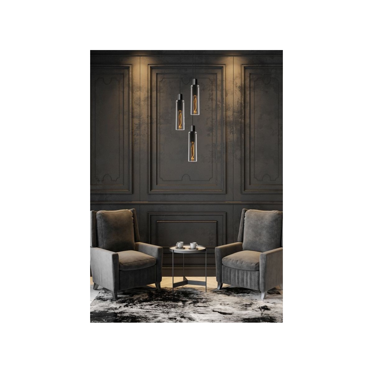 Lucide 74404/13/65 ORLANDO - Lampa wisząca - 32 cm - 3xE27 - Szary dymny