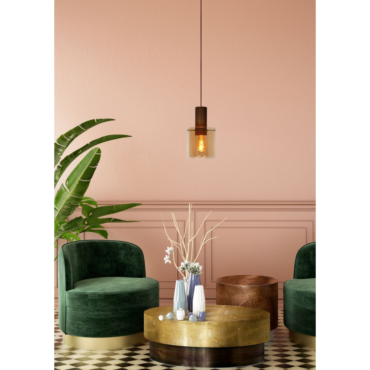 Lucide 74405/01/62 TOLEDO - Lampa wisząca - 20 cm - 1xE27 - Bursztynowa