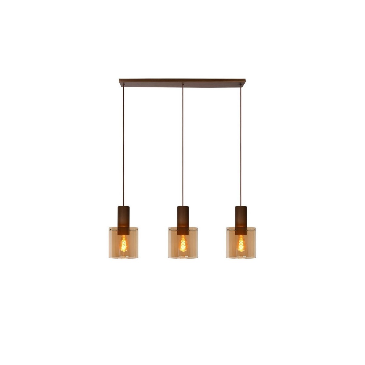 Lucide 74405/03/62 TOLEDO - Lampa wisząca - 20 cm - 3xE27 - Bursztynowa