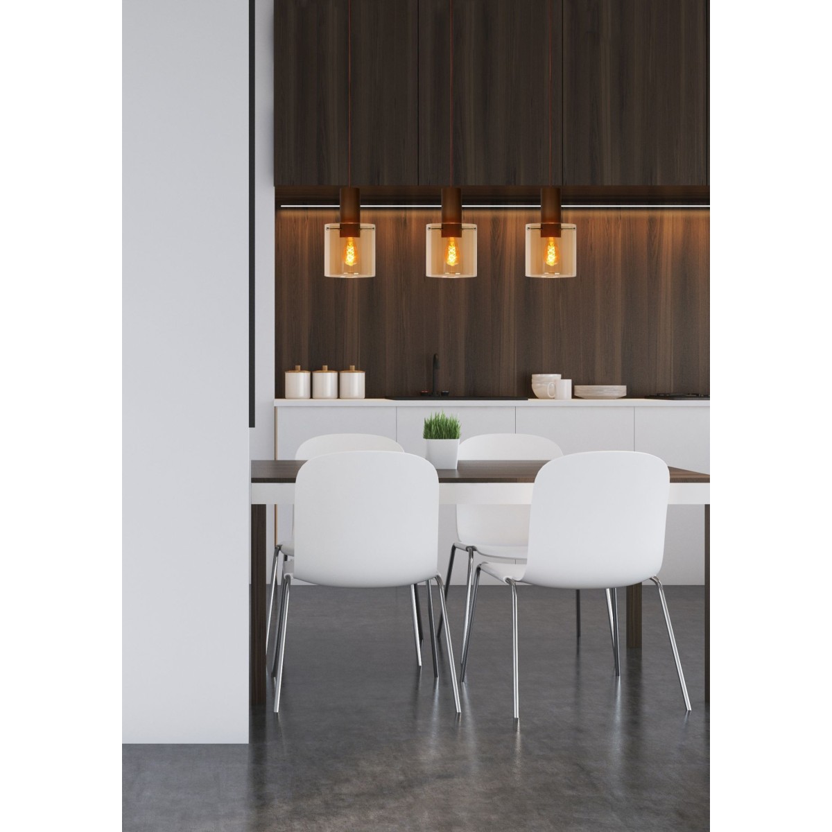 Lucide 74405/03/62 TOLEDO - Lampa wisząca - 20 cm - 3xE27 - Bursztynowa