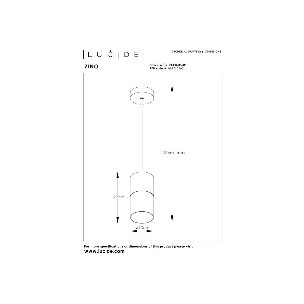 Lucide ZINO 74410/01/62