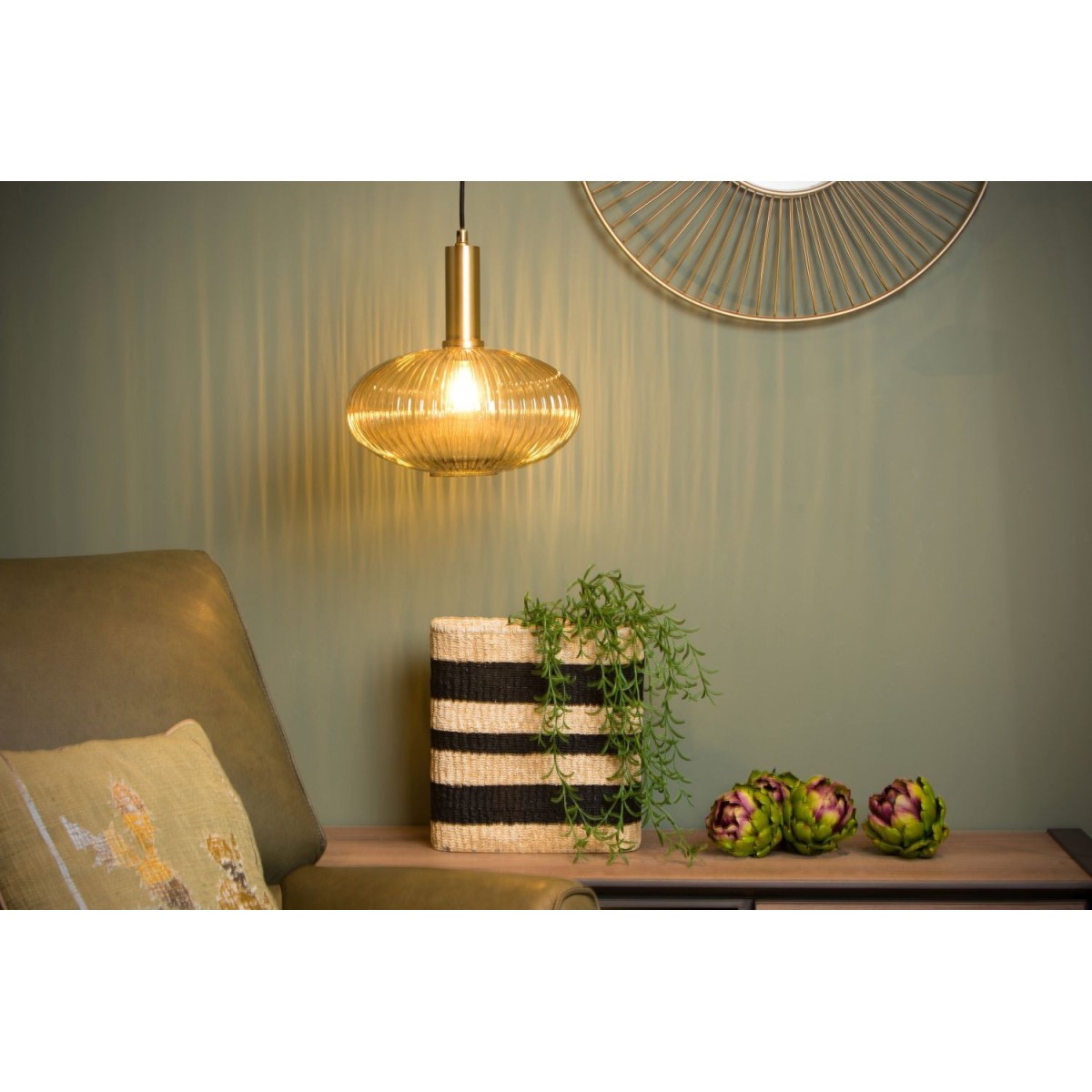 Lucide 45386/30/62 MALOTO - Lampa wisząca - 30 cm - 1xE27 - Bursztynowa