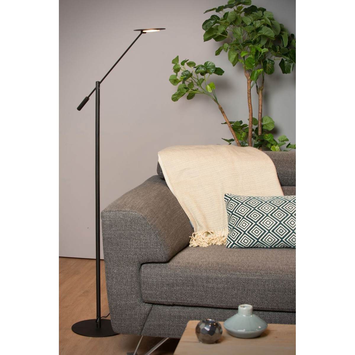 Lucide 19766/09/30 ANSELMO - Lampa podłogowa do czytania - 25 cm - Ściemniacz LED - 1x9W 3000K - Czarny