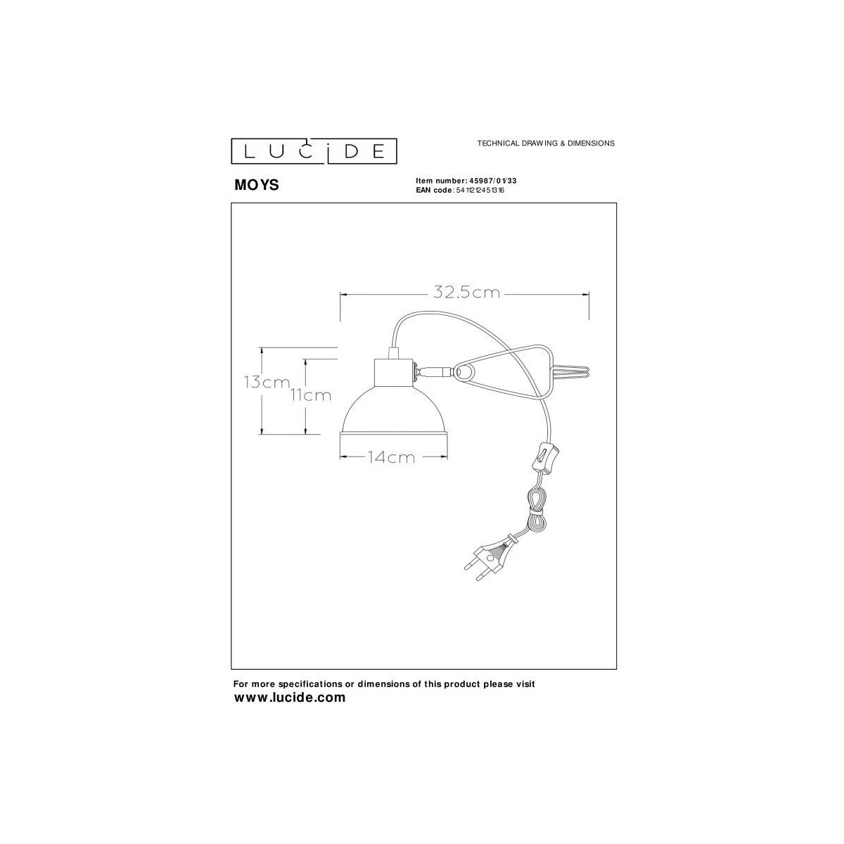 Lucide 45987/01/33 MOYS - Żarówka zaciskowa - 1xE27 - Zielona