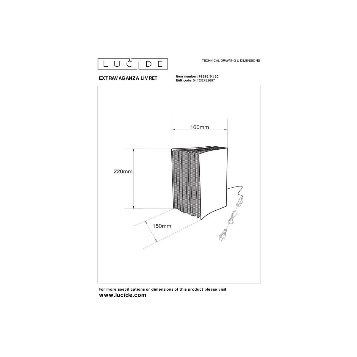 Lucide 78596/01/30 EXTRAVAGANZA LIVRET - Lampa stołowa - 1xE14 - Czarny