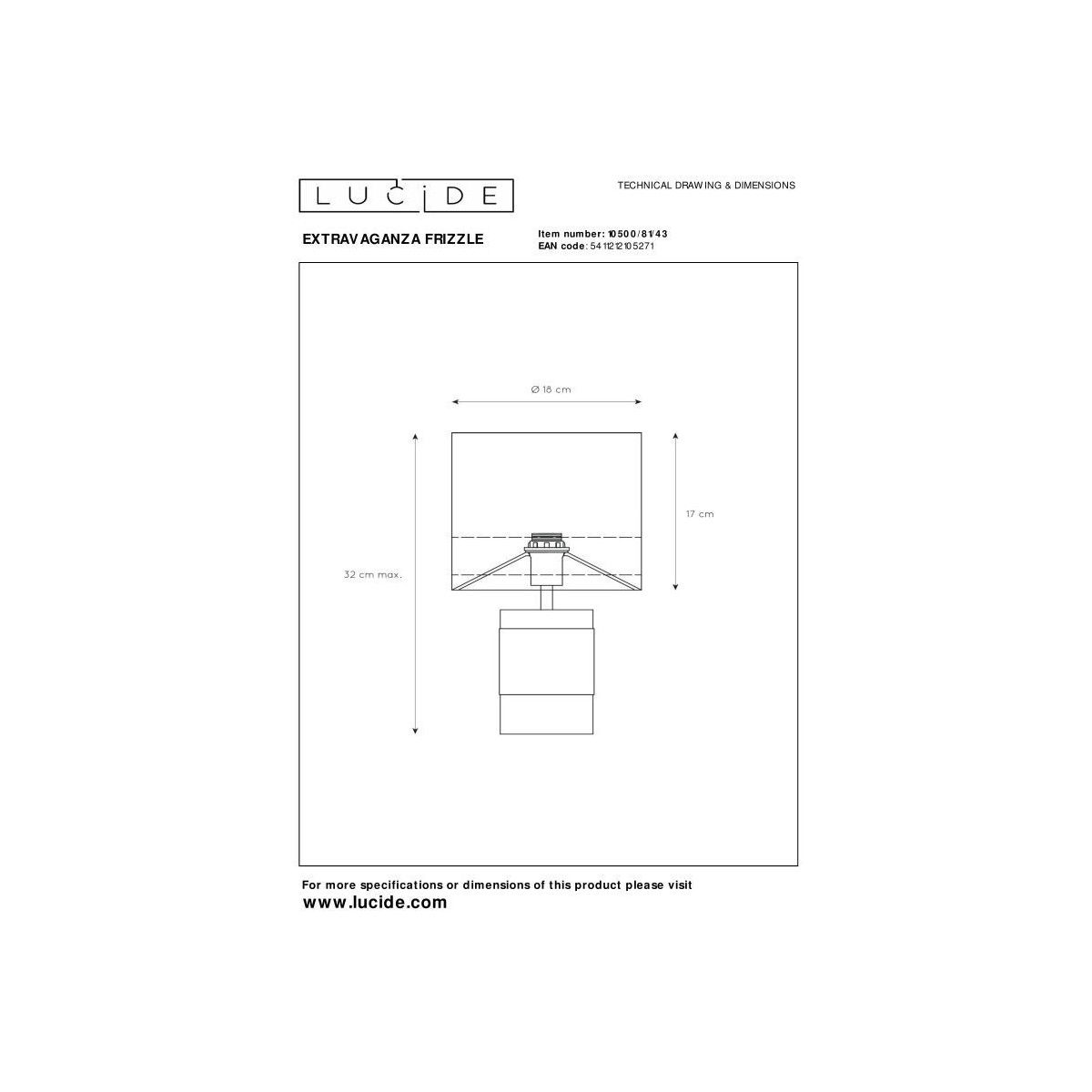 Lucide 10500/81/43 EXTRAVAGANZA FRIZZLE - Lampa stołowa - 18 cm - 1xE14 - Brązowa