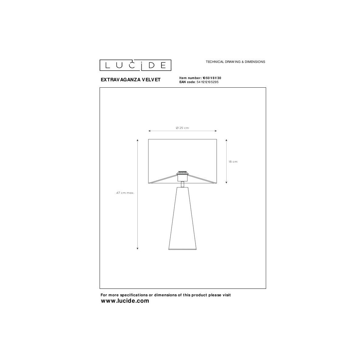 Lucide 10501/81/30 EXTRAVAGANZA VELVET - Lampa stołowa - 25 cm - 1xE27 - Czarna