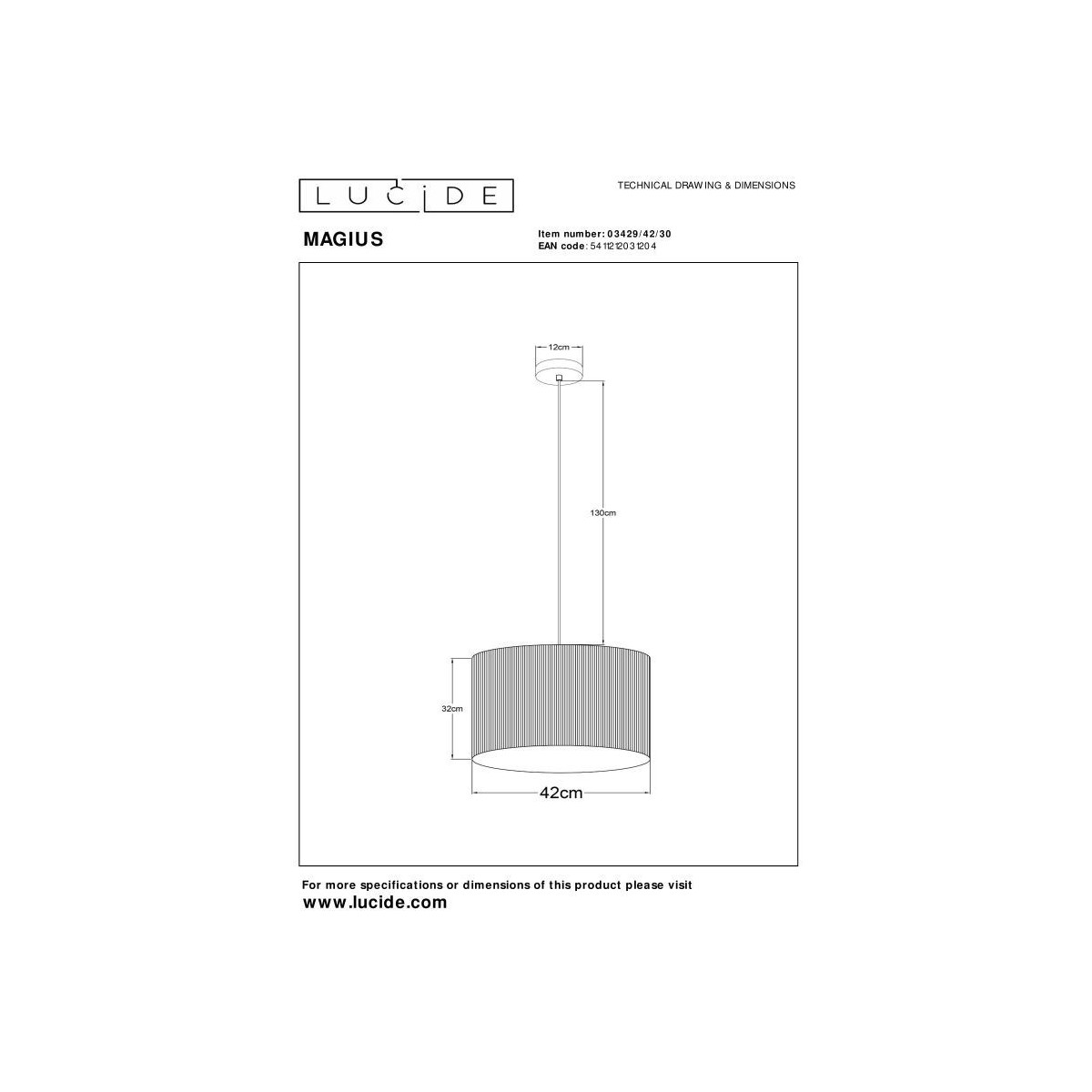 Lucide 03429/42/30 MAGIUS - Lampa wisząca - 42 cm - 1xE27 - Naturalny