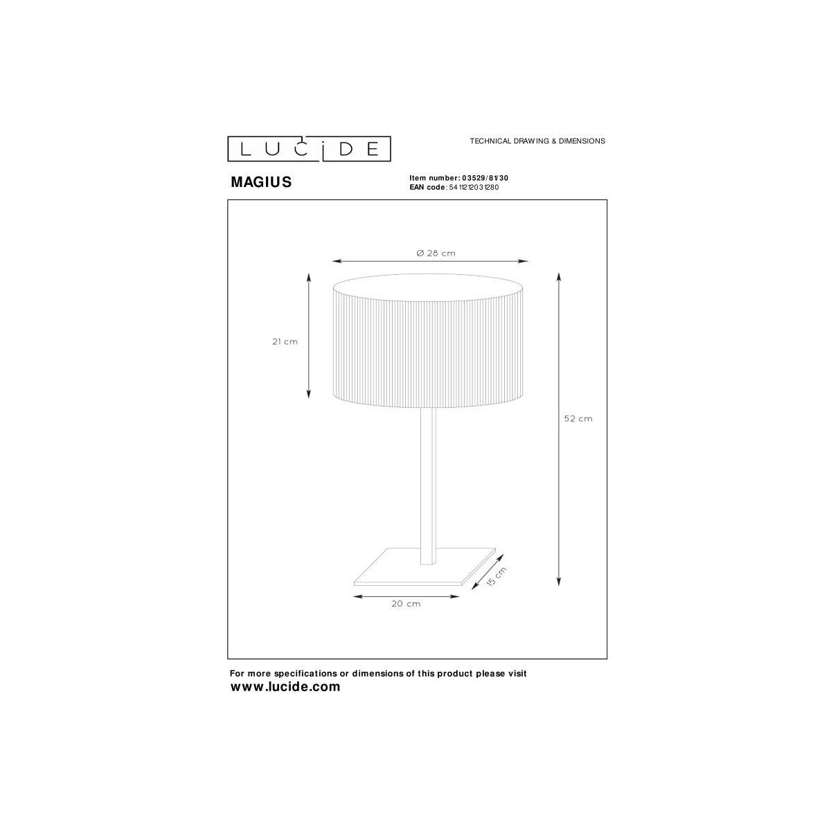 Lucide 03529/81/30 MAGIUS - Lampa stołowa - 28 cm - 1xE27 - Naturalna