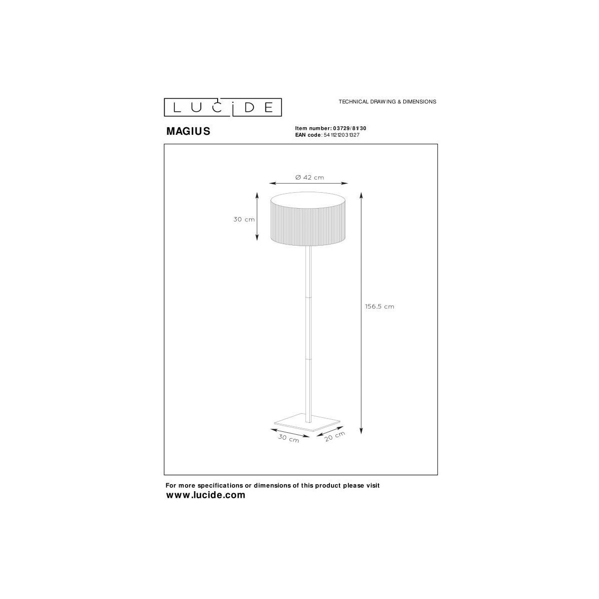 Lucide 03729/81/30 MAGIUS - Lampa podłogowa - 42 cm - 1xE27 - Naturalna
