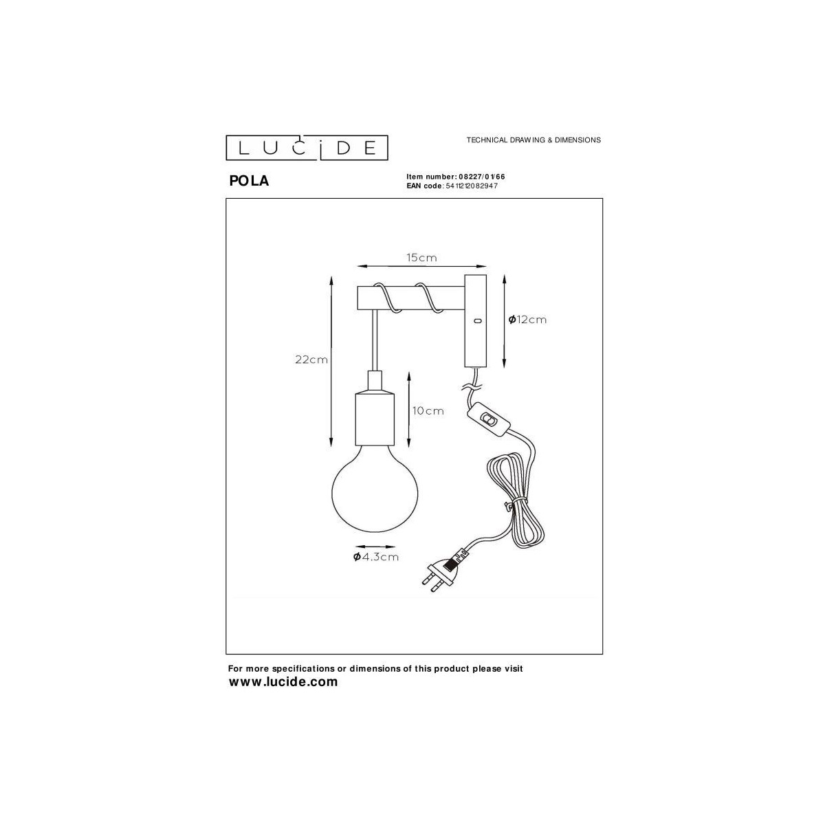 Lucide 08227/01/66 POLA - Kinkiet dziecięcy - 12 cm - 1xE27 - Różowy