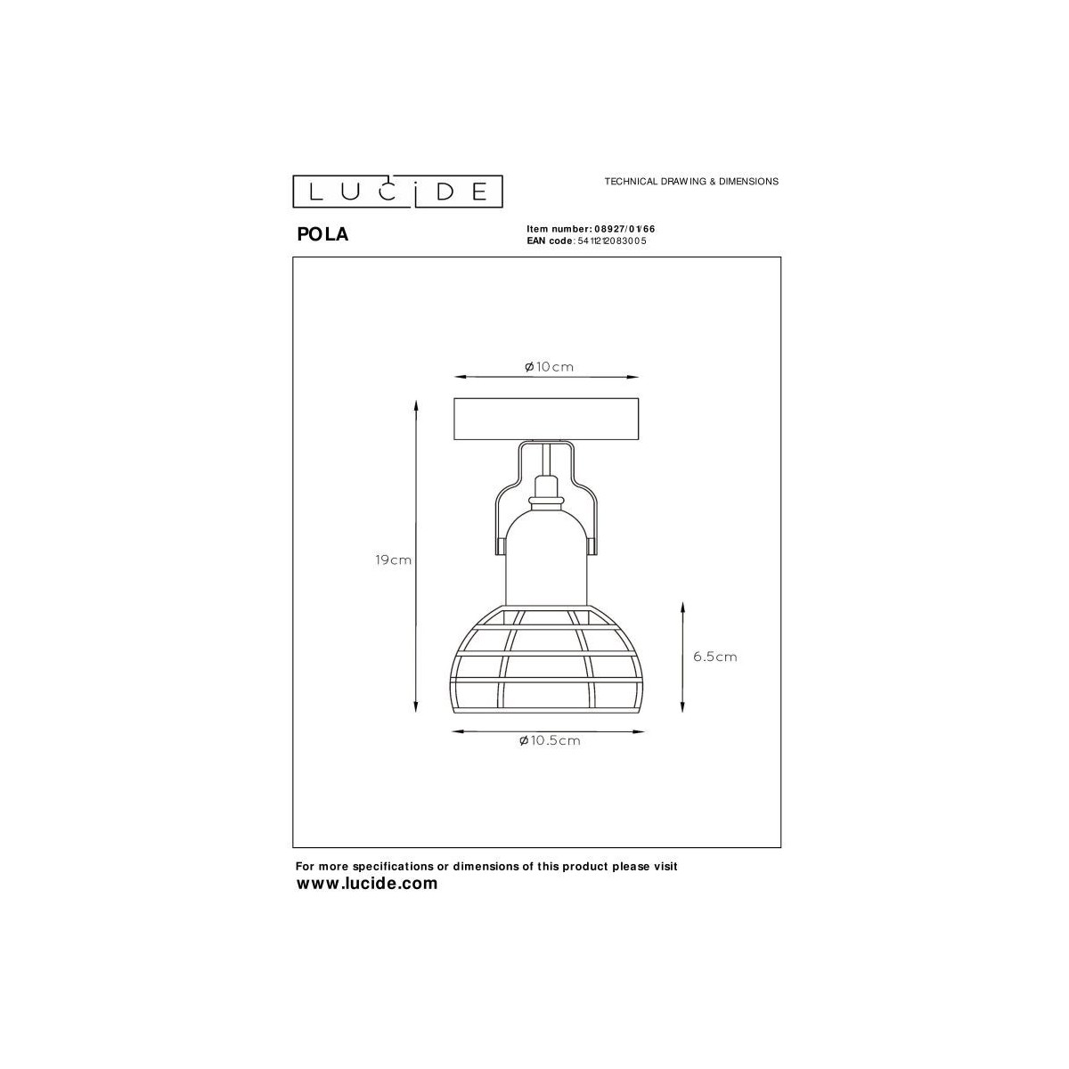 Lucide 08927/01/66 POLA - Reflektor sufitowy Dzieci - 10.5 cm - 1xE27 - Różowy