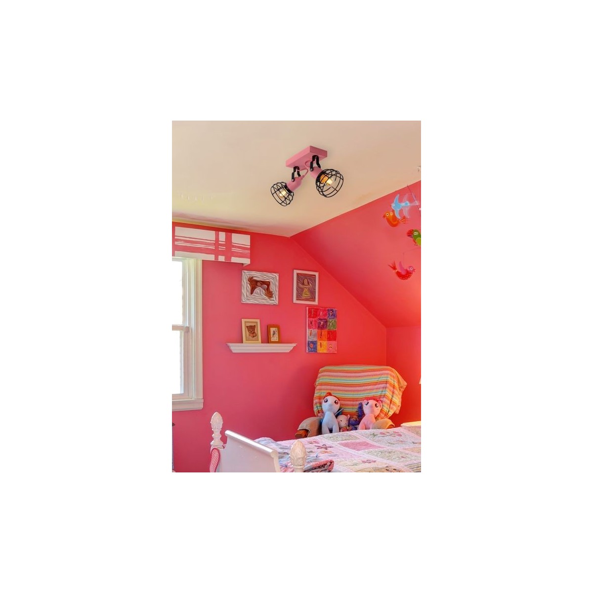 Lucide 08927/02/66 POLA - Reflektor sufitowy dziecięcy - 2xE27 - Różowy