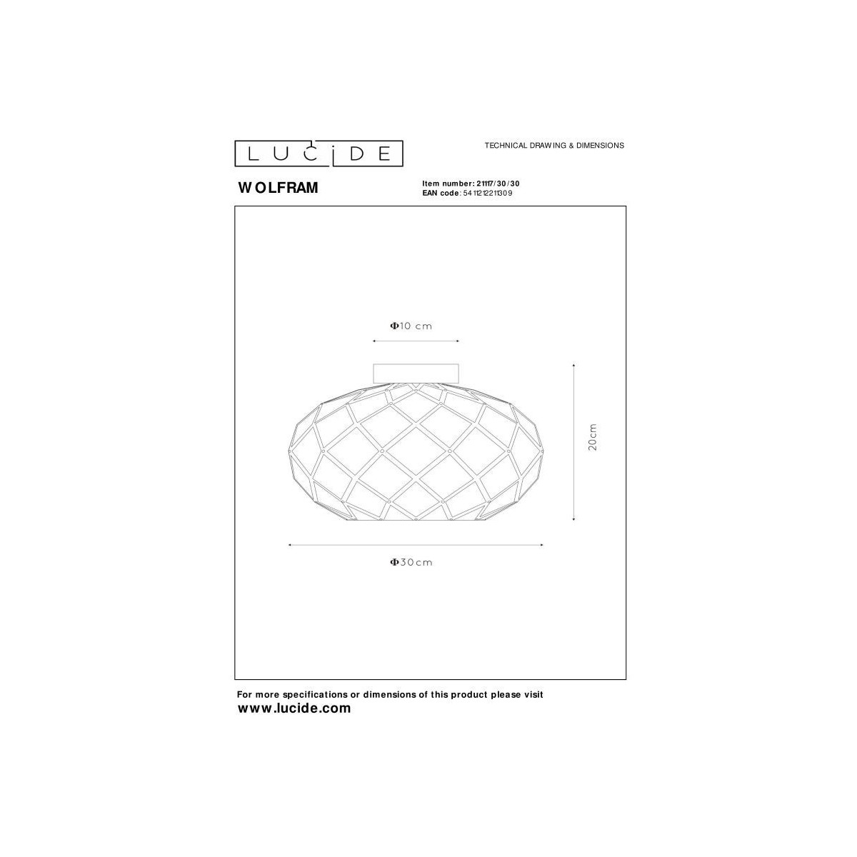 Lucide 21117/30/30 WOLFRAM - Lampa sufitowa wpuszczana - 30 cm - 1xE27 - Czarny