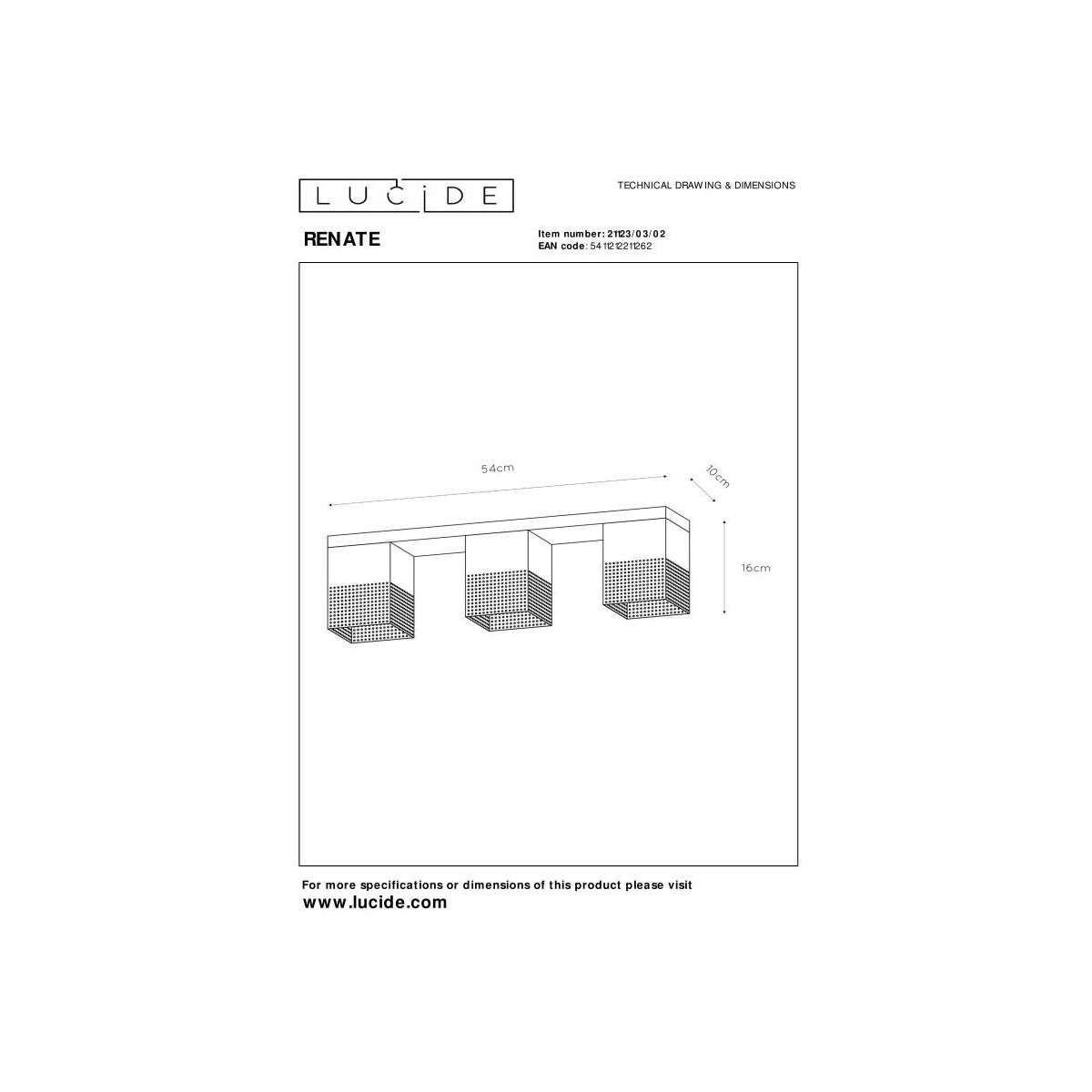 Lucide 21123/03/02 RENATE - Lampa sufitowa wpuszczana - 3xE27 - Matowe złoto - Mosiądz