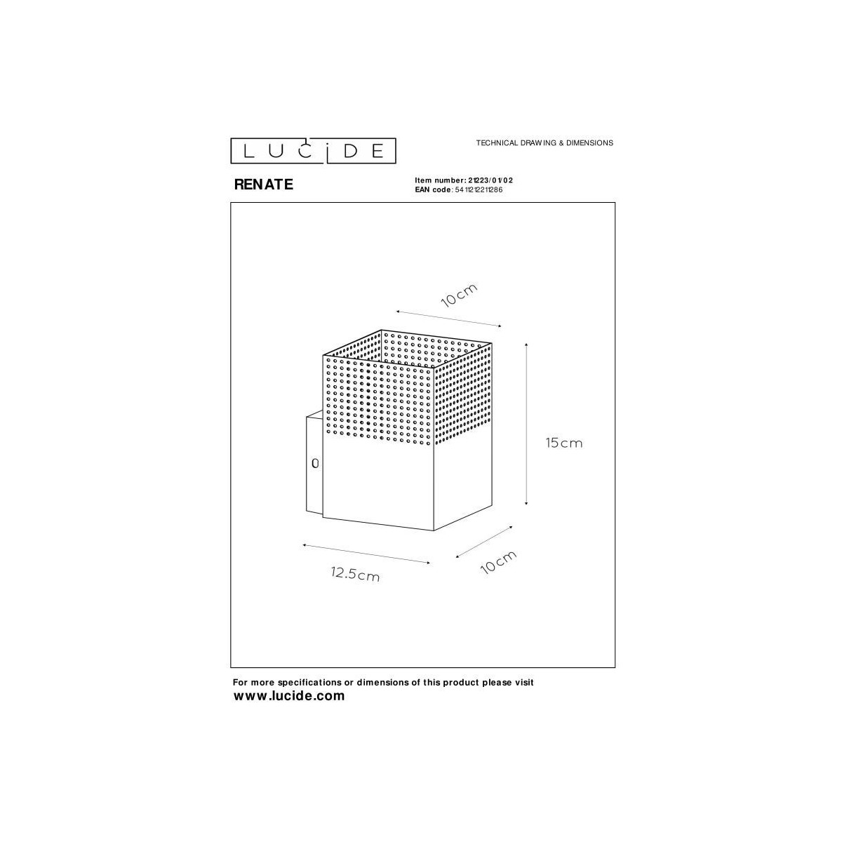 Lucide 21223/01/02 RENATE - Kinkiet - 1xE27 - Matowe złoto - Mosiądz