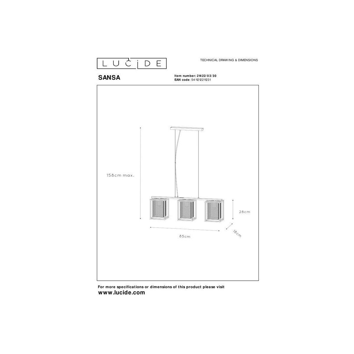 Lucide SANSA 21422/03/30