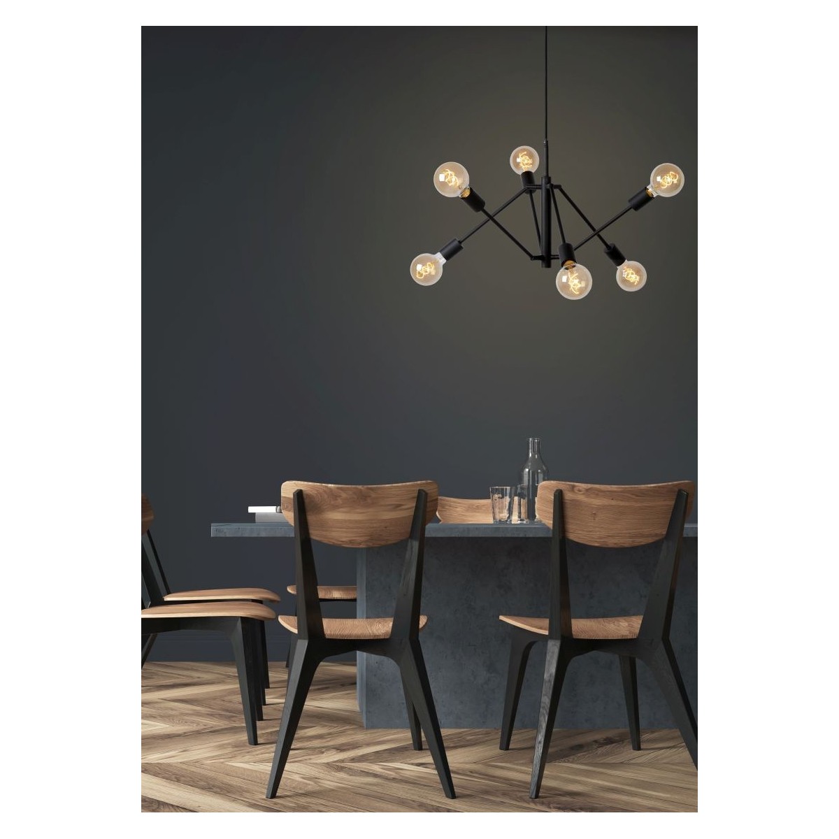 Lucide 21424/06/30 LESTER - Lampa wisząca - 6xE27 - Czarna