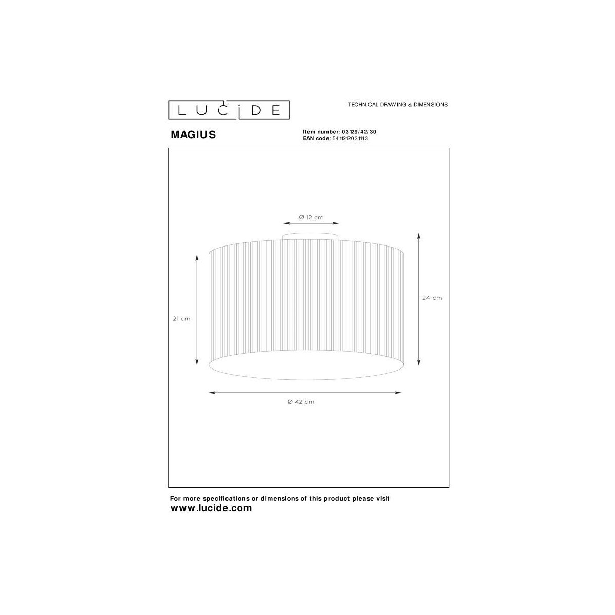 Lucide 03129/42/30 MAGIUS - Lampa sufitowa wpuszczana - 42 cm - 1xE27 - Naturalna