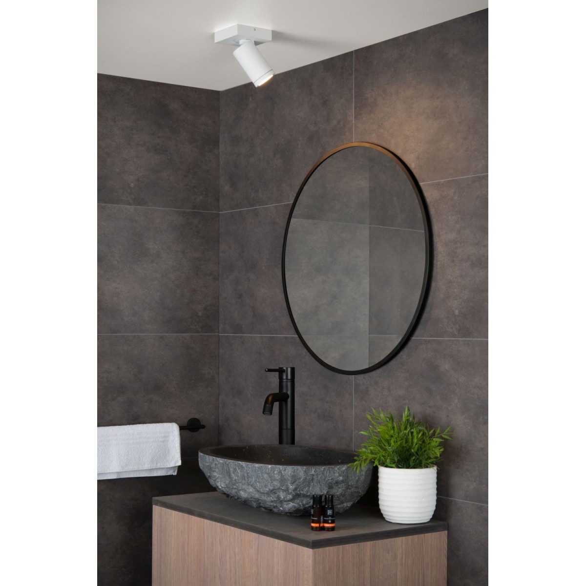 Lucide 09930/05/31 TAYLOR - Reflektor sufitowy do łazienki - LED Ściemnialny do ciepłego - GU10 - 1x5W 2200K-3000K - IP44 - B…