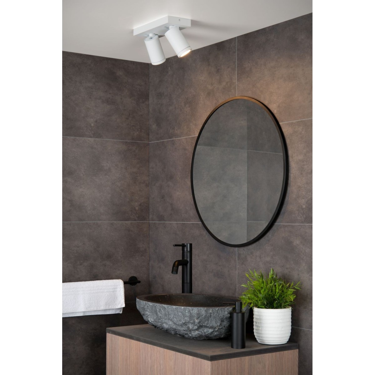 Lucide 09930/10/31 TAYLOR - Reflektor sufitowy do łazienki - LED Ściemnialny do ciepłego - GU10 - 2x5W 2200K-3000K - IP44 - B…