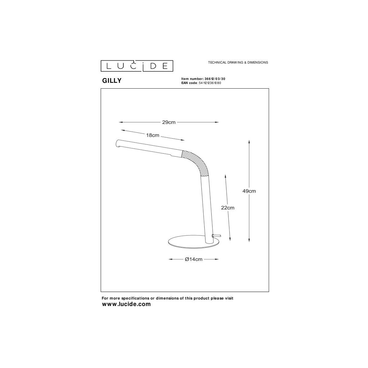 Lucide 36612/03/30 GILLY - Lampa biurkowa - LED - 1x5W 2700K - Czarna