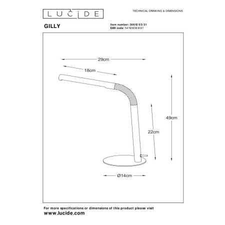 Lucide 36612/03/31 GILLY - Lampa biurkowa - LED - 1x5W 2700K - Biała