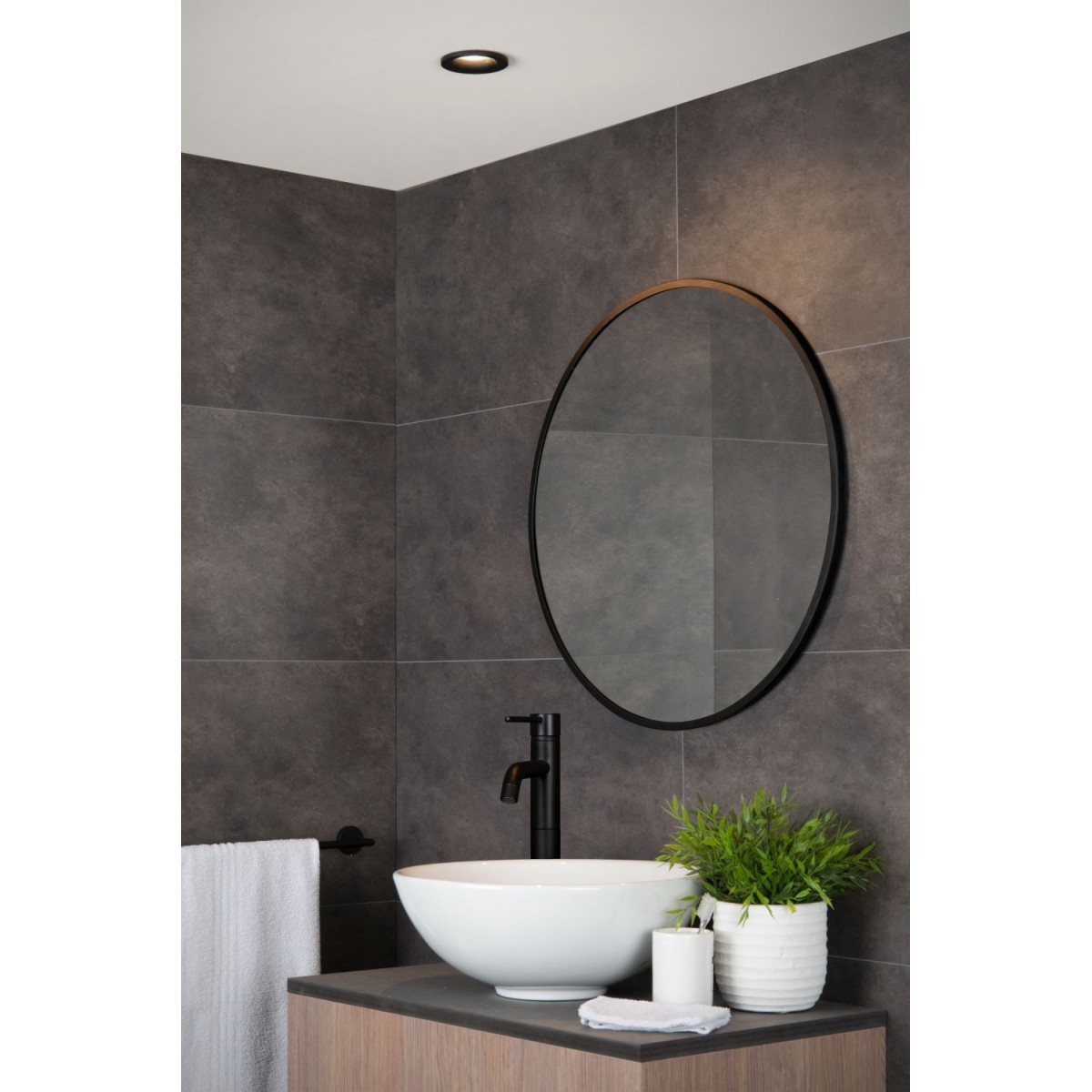 Lucide 09923/01/30 ZIVA - Reflektor wpuszczany łazienkowy - 8.4 cm - 1xGU10 - IP44 - Czarny