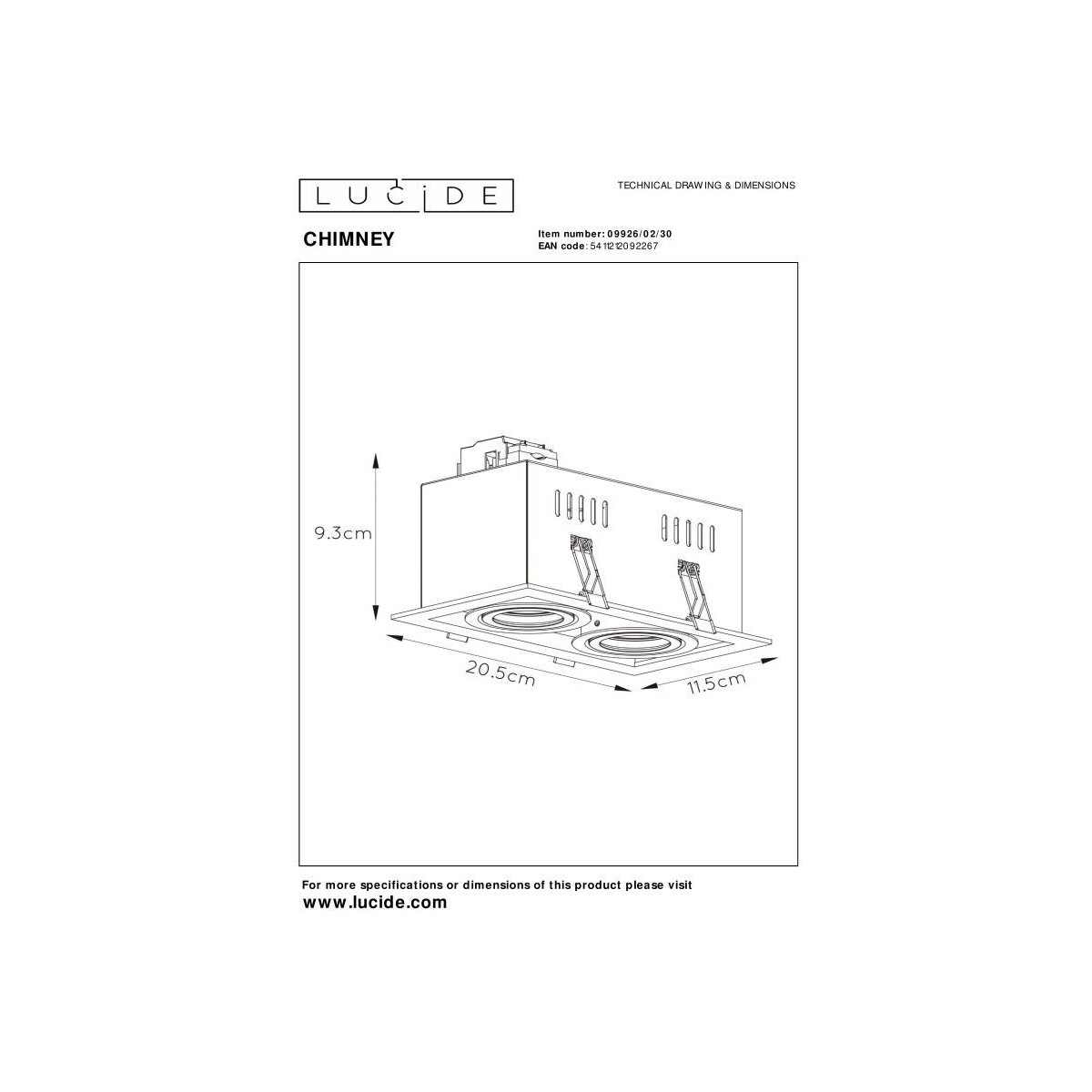 Lucide 09926/02/30 KOMIN - Oprawa wpuszczana - 2xGU10 - Czarny
