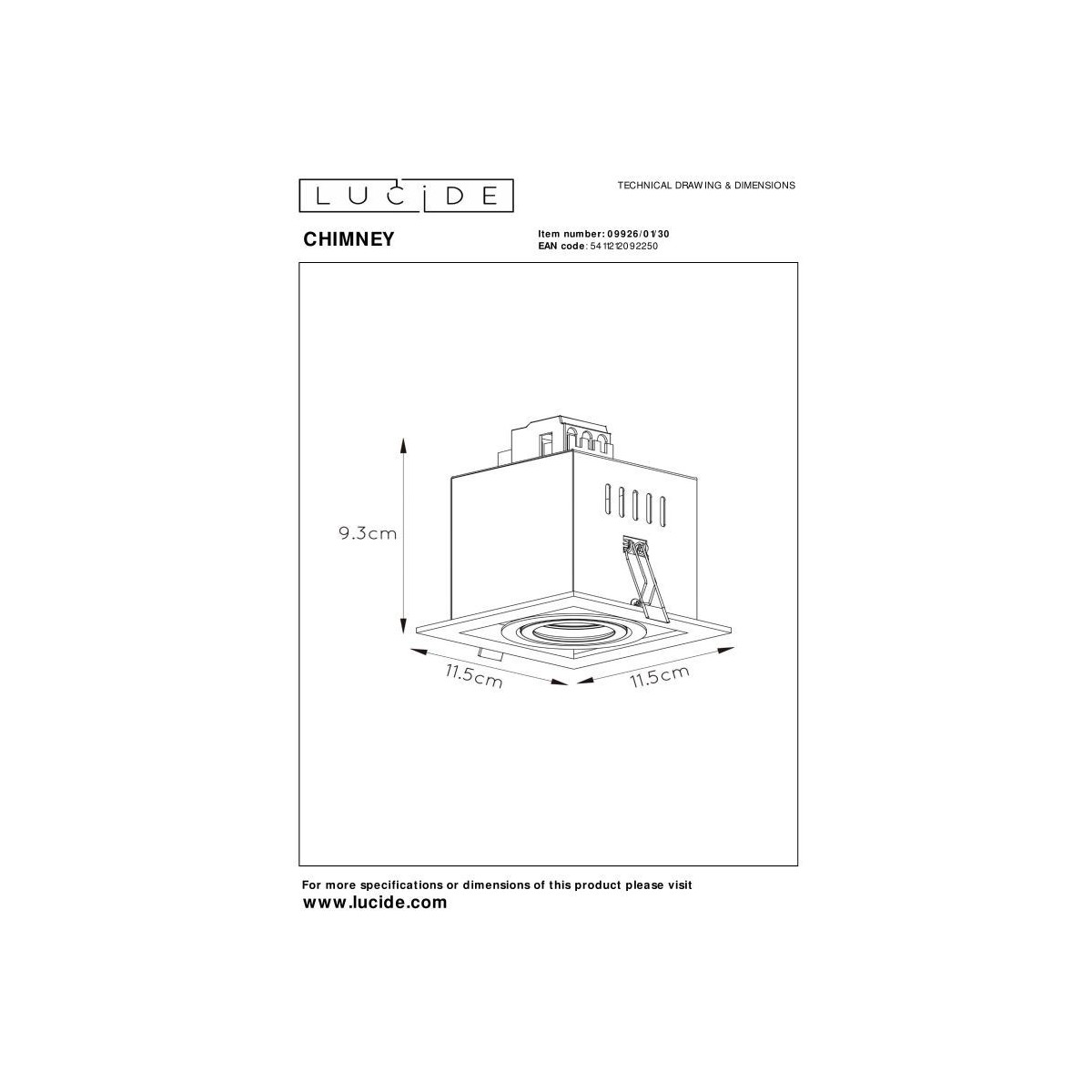 Lucide 09926/01/30 KOMIN - Oprawa wpuszczana - 1xGU10 - Czarny