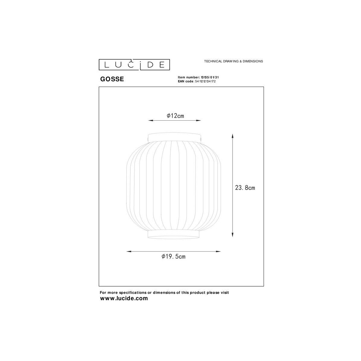 Lucide 13135/01/31 GOSSE - Lampa sufitowa wpuszczana - 19.5 cm - 1xE27 - Biała