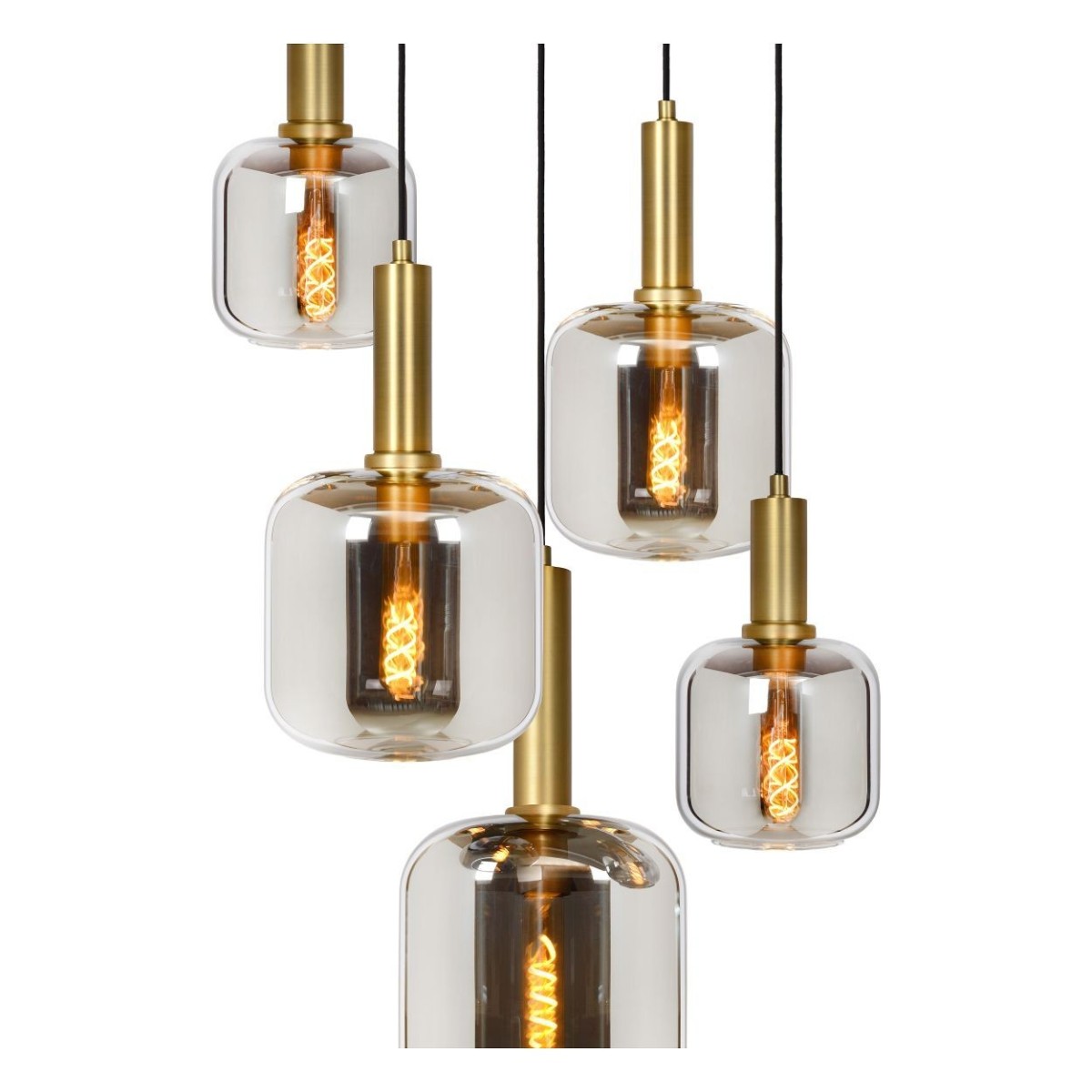 Lucide 45494/15/65 JOANET - Lampa wisząca - 66 cm - 5xE27 - Szary dymny