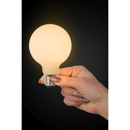 Lucide 49066/08/61 Żarówka żarnikowa G80 - 8 cm - LED 3 StepDim - E27 - 1x8W 2700K - Opal