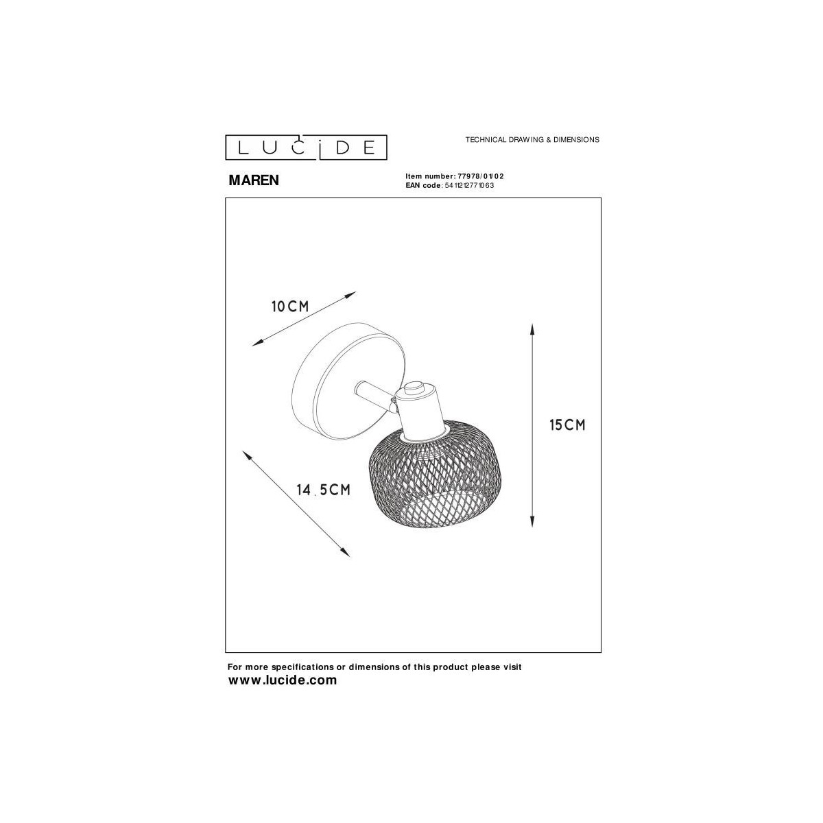Lucide 77978/01/02 MAREN - Reflektor sufitowy - 1xE14 - Matowe złoto - Mosiądz