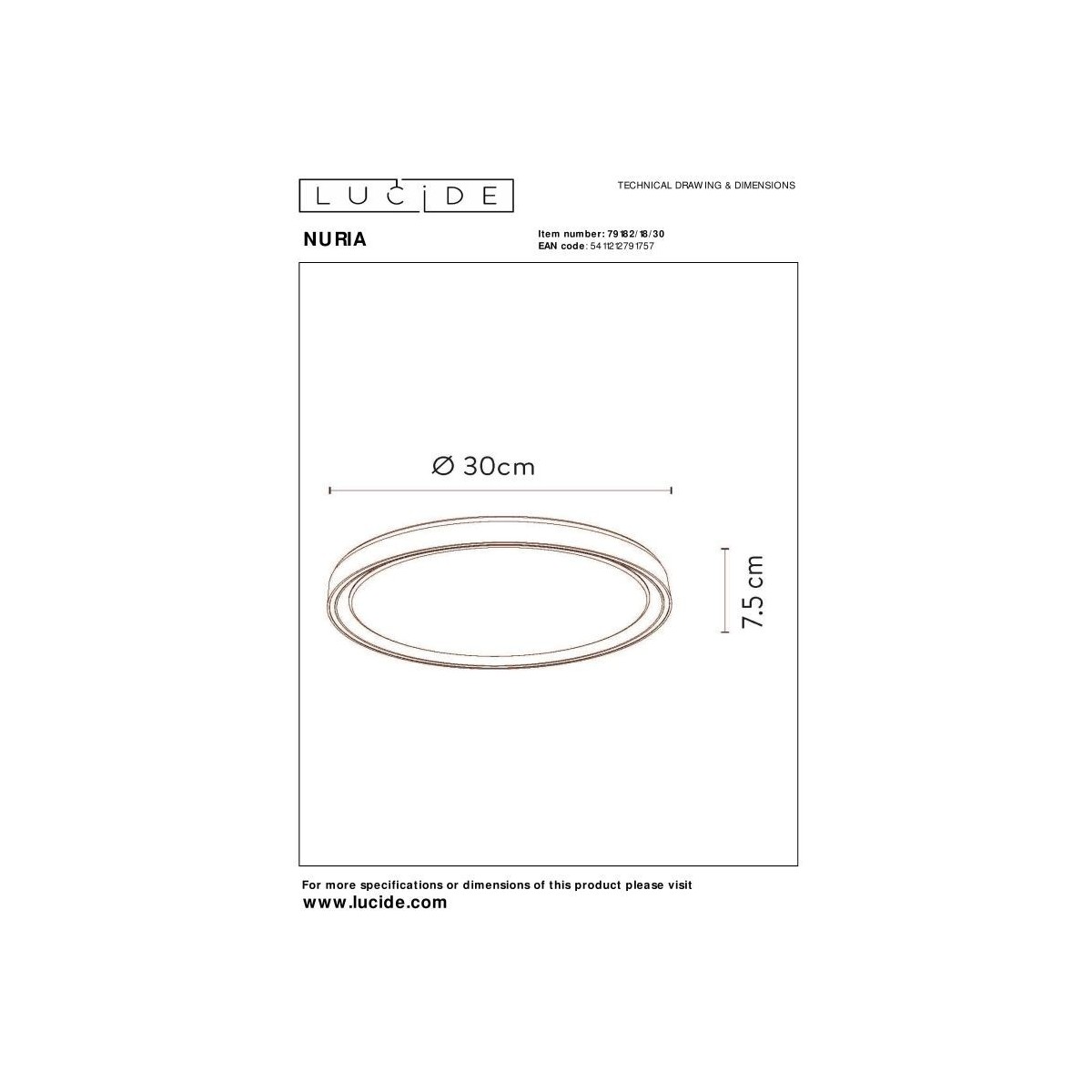 Lucide 79182/18/30 NURIA - Lampa sufitowa wpuszczana - 30 cm - LED 3 StepDim - 1x18W 2700K - Czarny