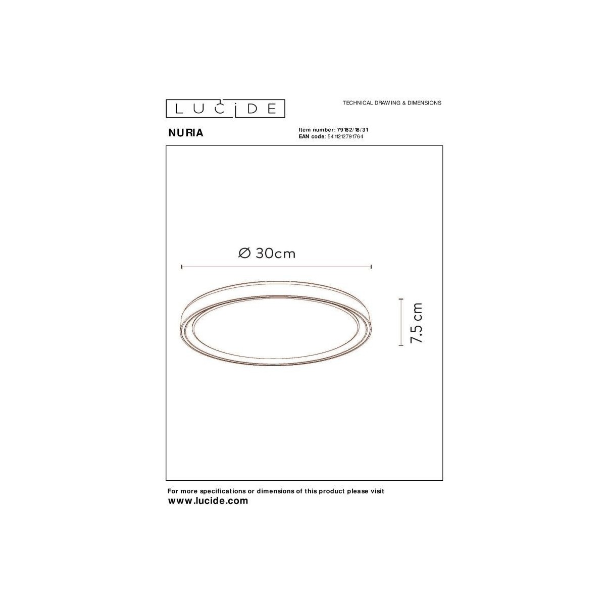 Lucide 79182/18/31 NURIA - Lampa sufitowa wpuszczana - 30 cm - LED 3 StepDim - 1x18W 2700K - Biała